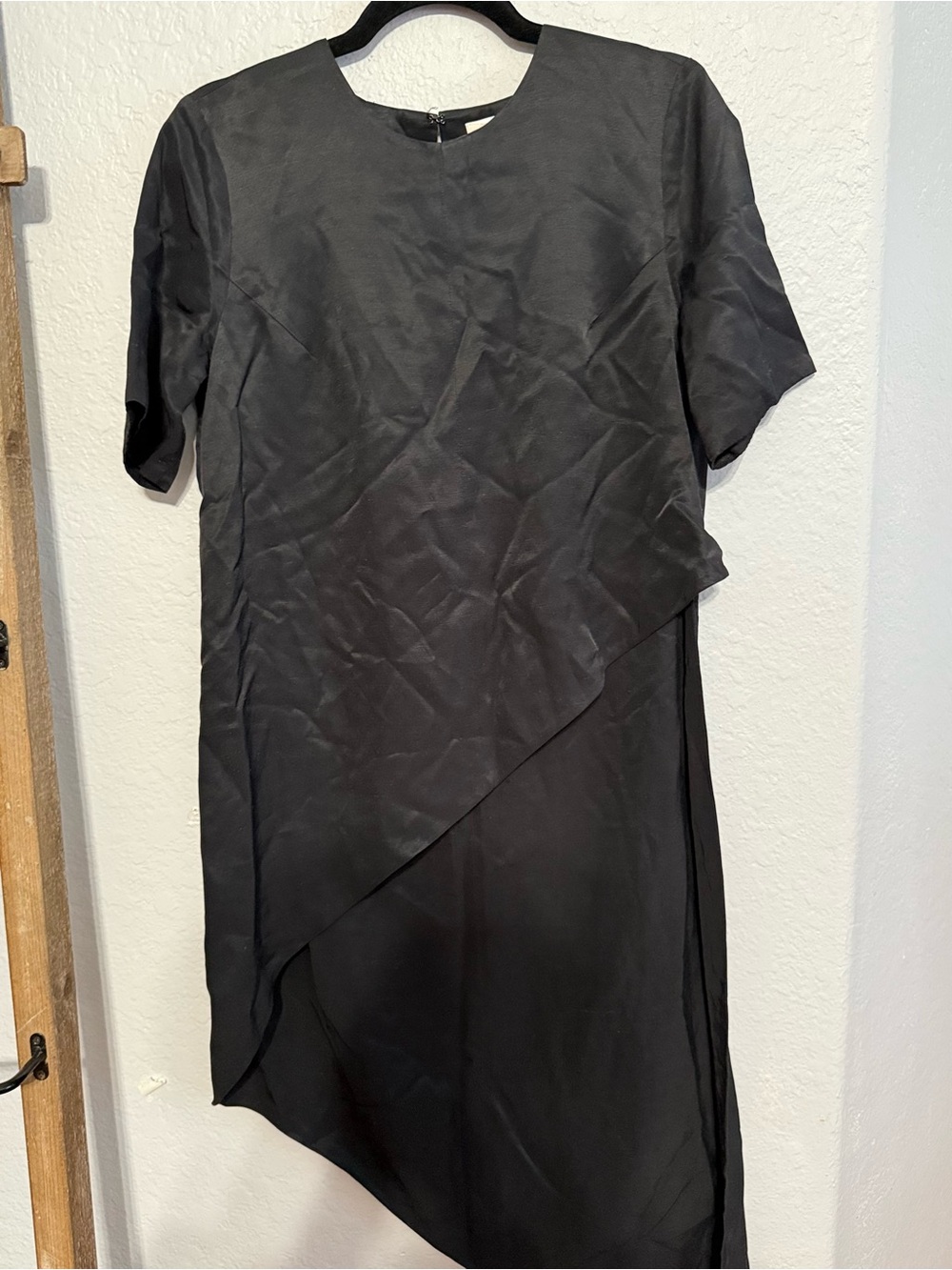 Asymmetrical Black Short-Sleeve Tunic Top